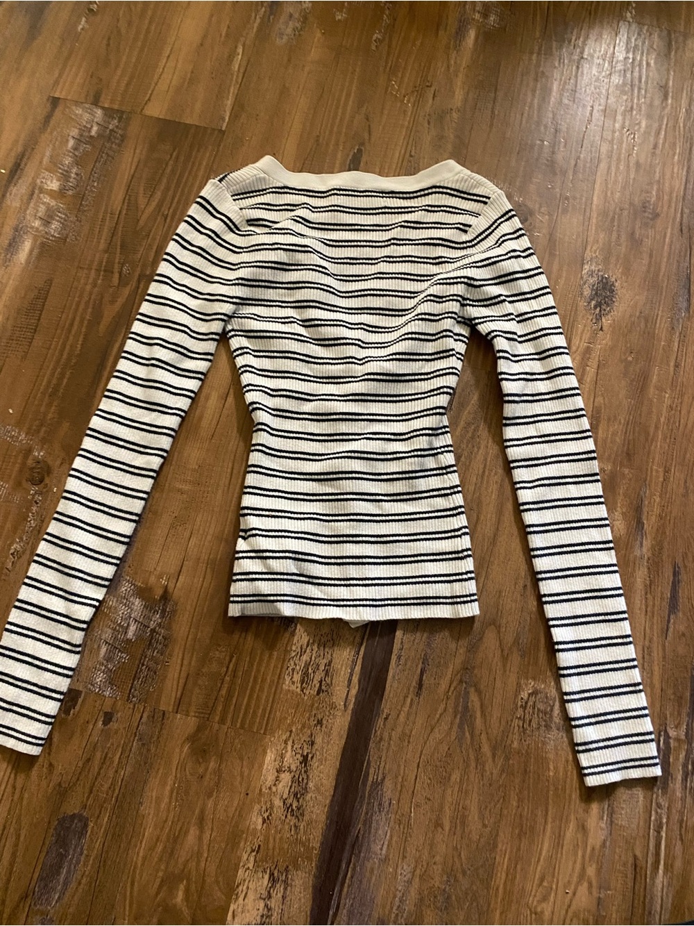 Urban Outfitters Black White Striped Ribbed Cardigan Sweater Size Small Y2K - Picture 3 of 5